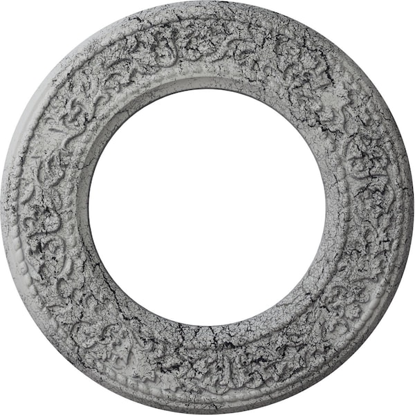 Ekena Millwork Blackthorn Medallion (Canopies up to 7 1/2"), 13 3/8"OD x 7 1/2"ID x 3/4"P, Ultra Pure White Crackle CM13BLUWC - main